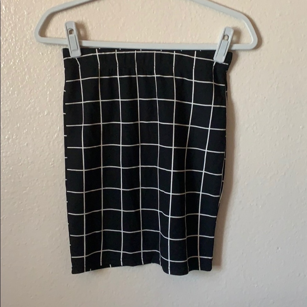 Windowpane Printed Bodycon Skirt